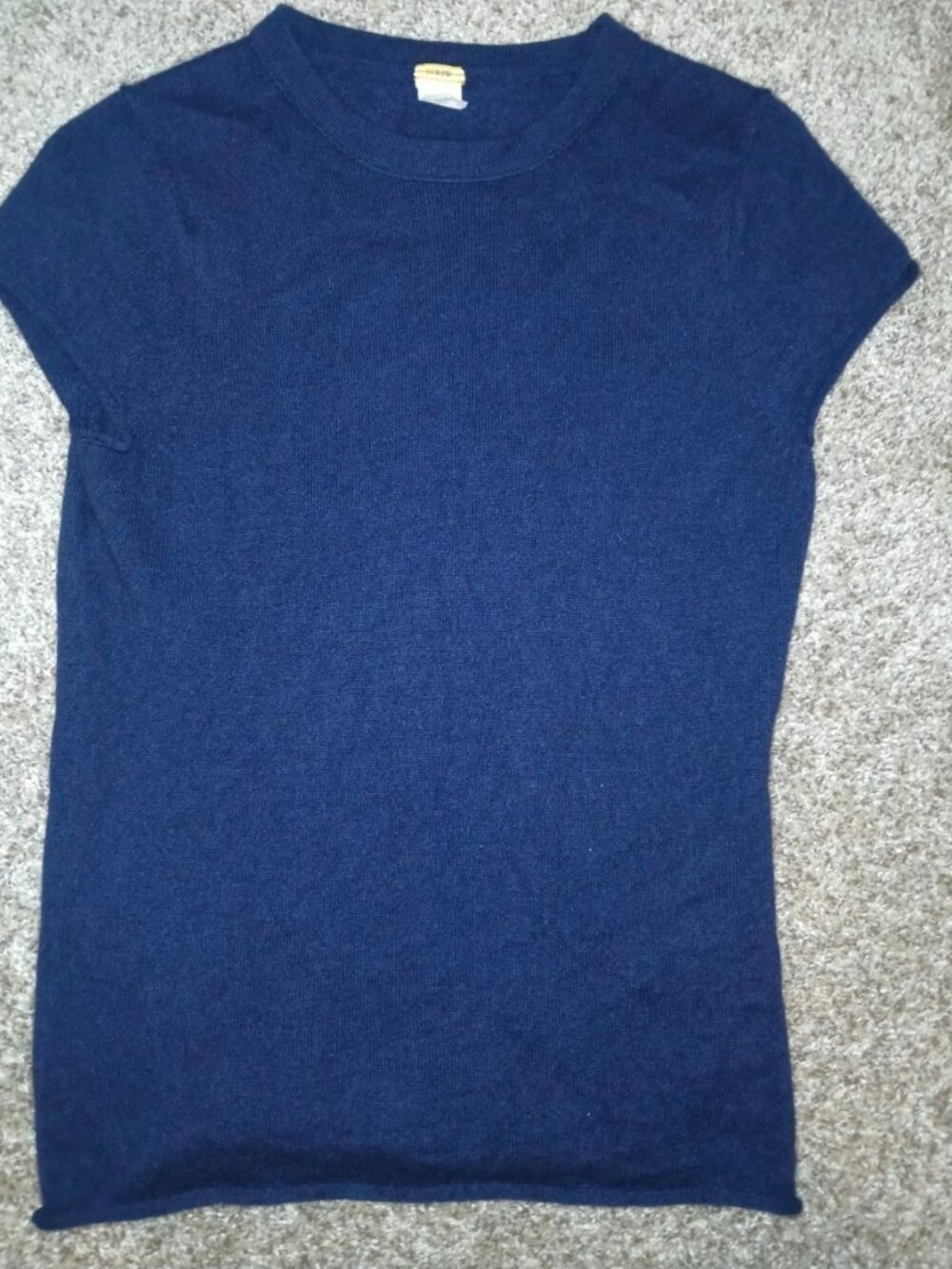 J Crew Sweater Womens Med Blue 100% Cashmere Short Sleeve Shirt Top Soft